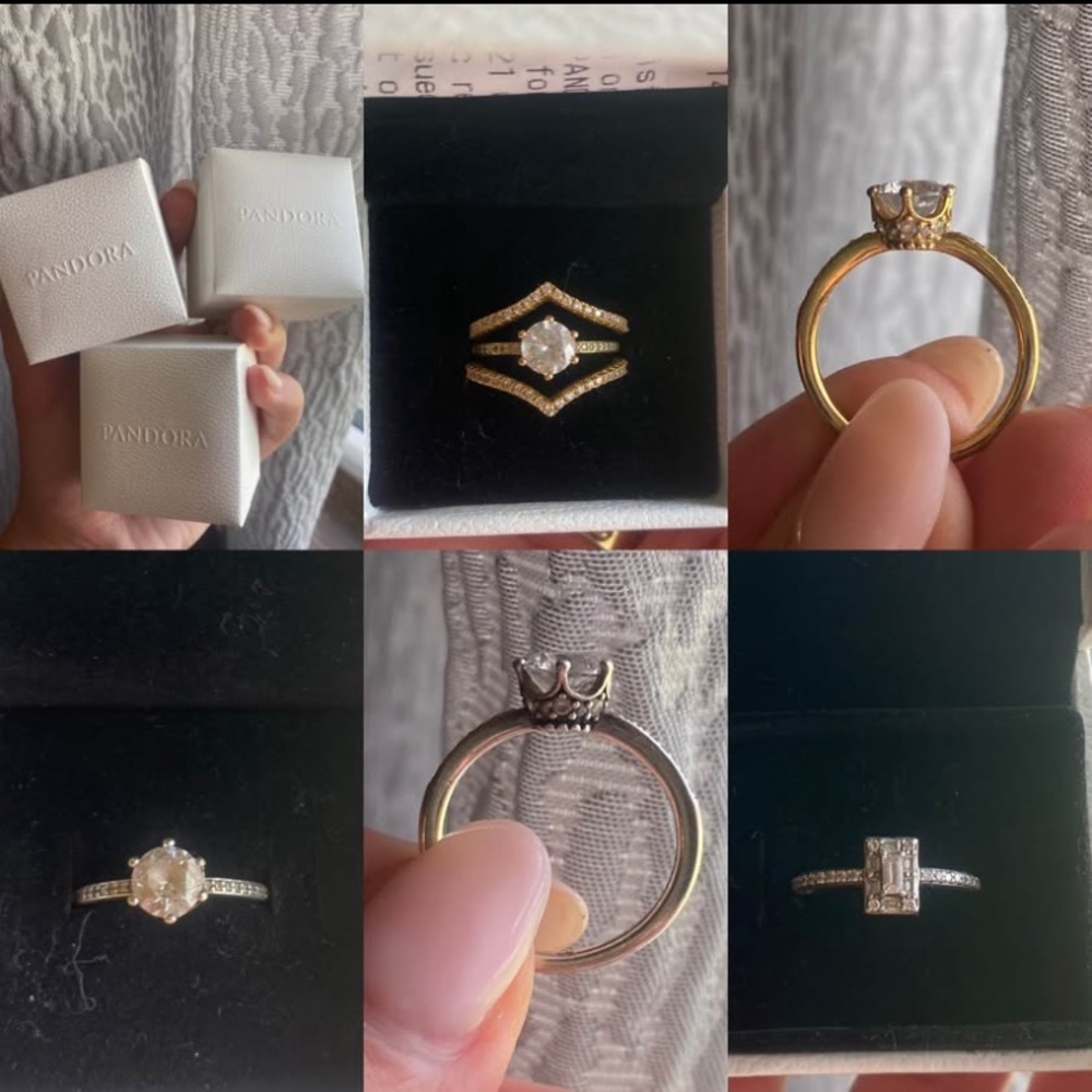 Set of 3 Pandora Gold Ring with Silver Accents